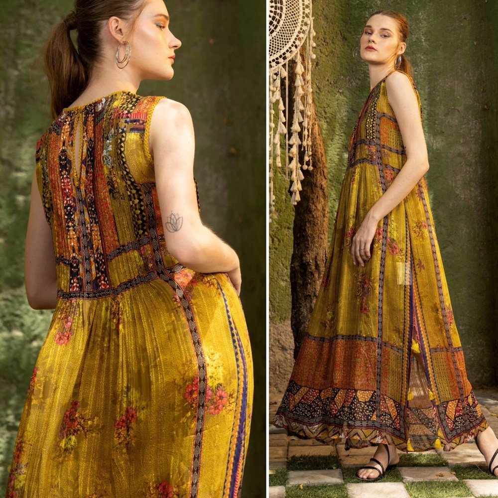 Anthropologie Bhanuni by Jyoti Citron Maxi Dress Size XS - Picture 15 of 15